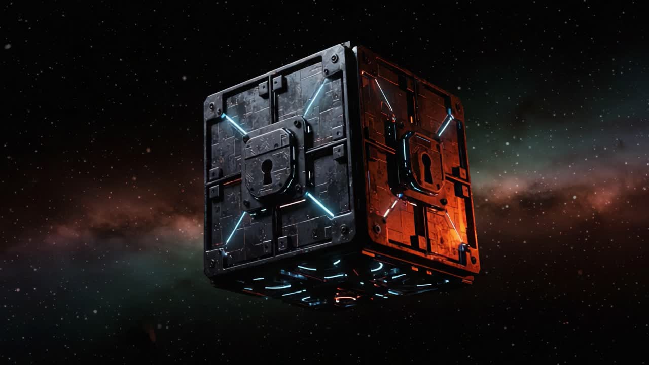 A Mysterious Floating Cube Surrounded by Cosmic Background: Exploring the Intrigue of an Enigmatic Structure in the Vastness of Space