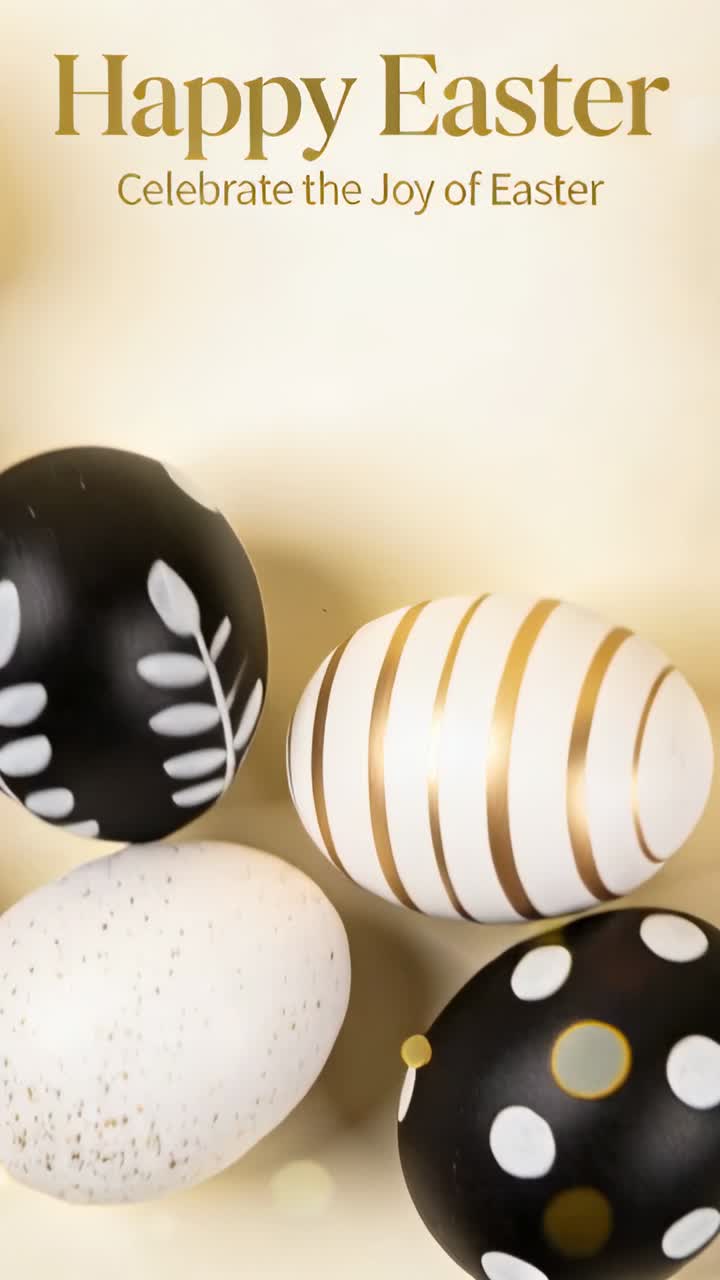 Elegant Black and White Easter Eggs with Gold Accents