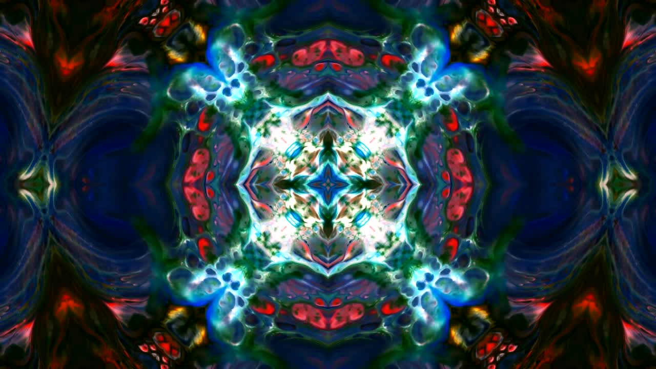 movimiento de caleidoscopio abstracto círculo geométrico y formas de estrellas