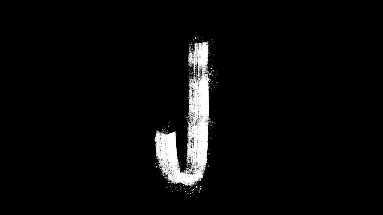 Lettera J Animata con Pennellata Bianca su Sfondo Nero
