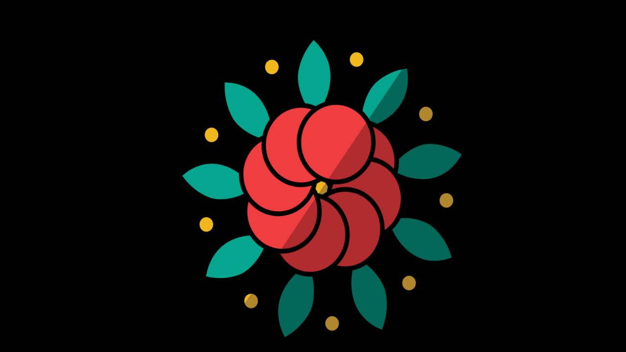 animación de una flor roja sobre un fondo negro