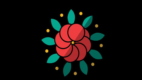 animation of red flower on black background