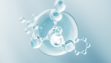 molecule and water bubble, 3d rendering.