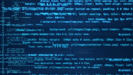 Blue screen modern tech program development and blockchain concept developer working on program