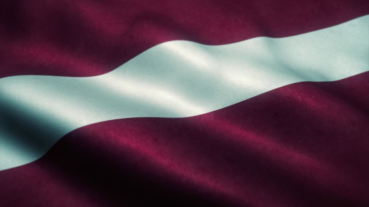 바람에 흔들리는 라트비아 발, 라트비아의 국기, 라트리아의 상징, 시엄리스 루프 애니메이션