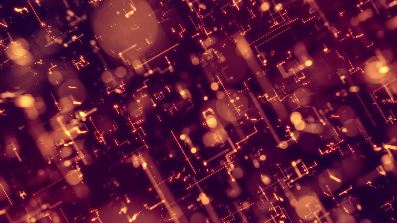 Orange Loopable Abstract Background. Transferring of big data.