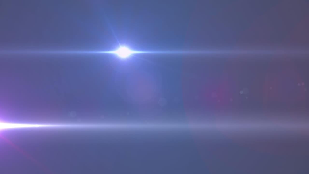 Animazione digitale di scie luminose colorate su sfondo blu.