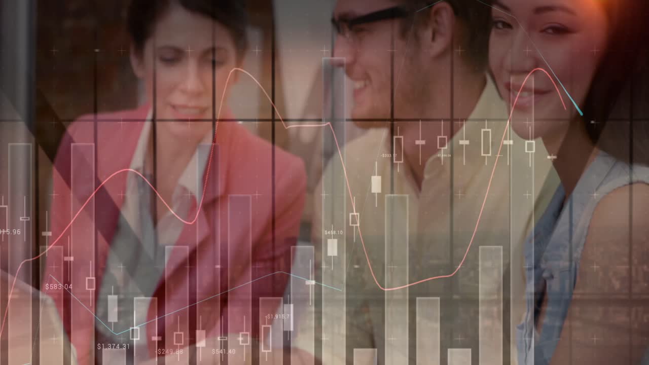 animación del procesamiento de datos financieros sobre las empresas personas