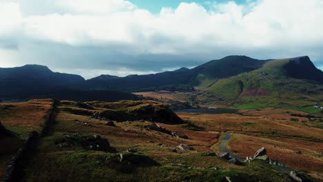 Aerial-descent-from-the-view-of-the-lakes-to-the-lower-ground