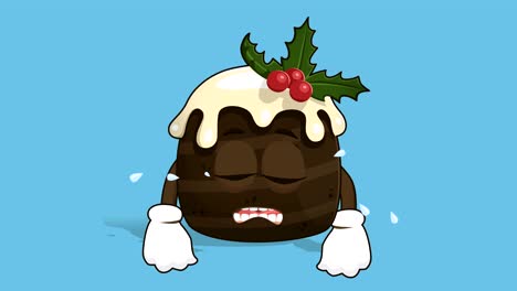 cartoon christmas cake cry sorrow with face animation alpha matte