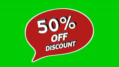 descuento de venta 50% por ciento pegatinas animación gráficos de movimiento