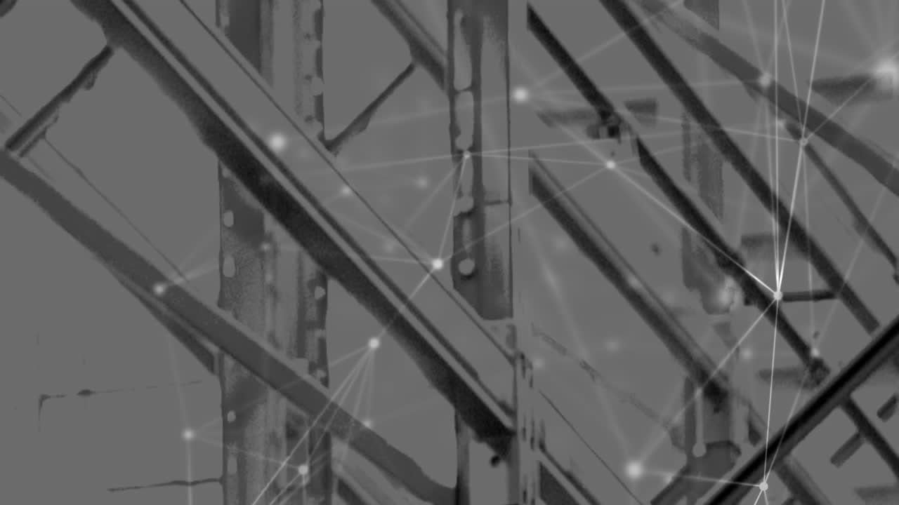 창고의 선반에 대한 연결 네트워크의 애니메이션