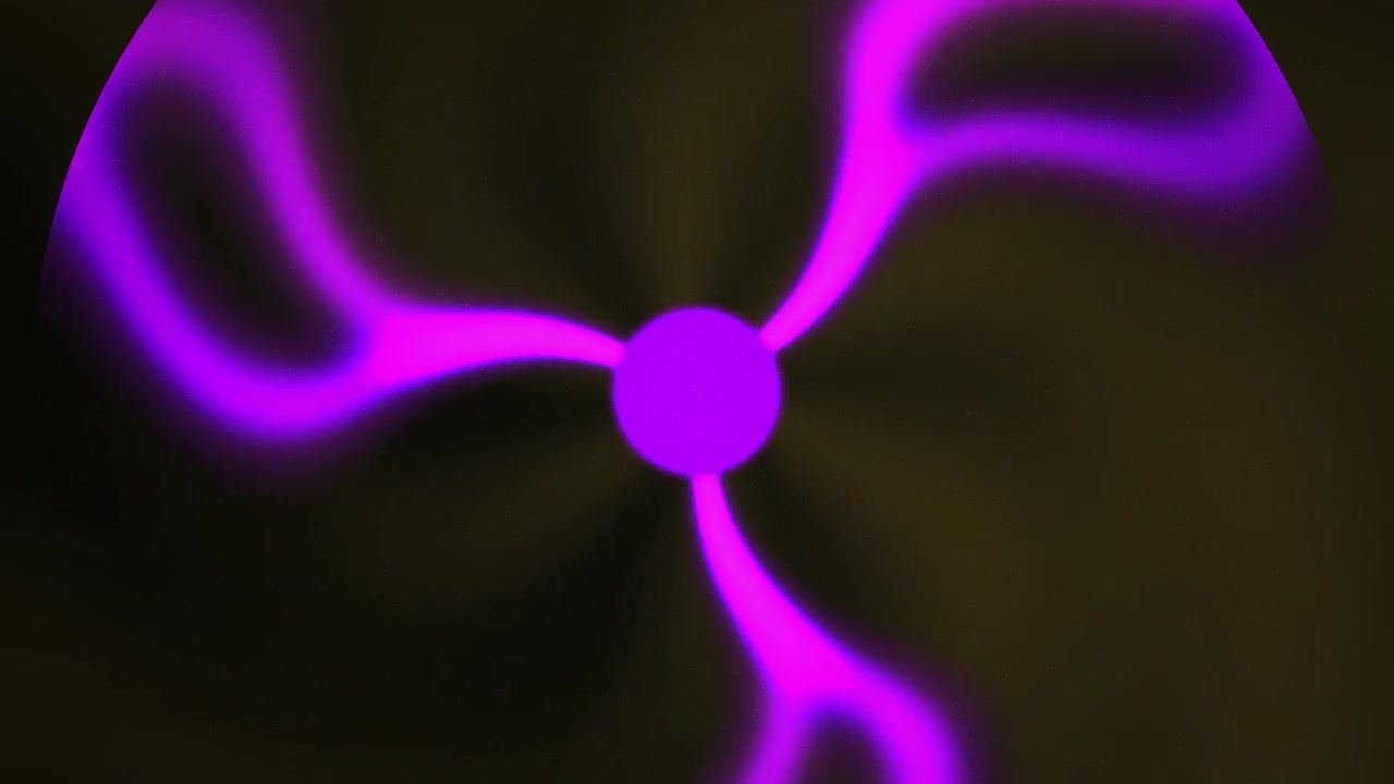 Abstracte animatie van roterende paarse energiestralen