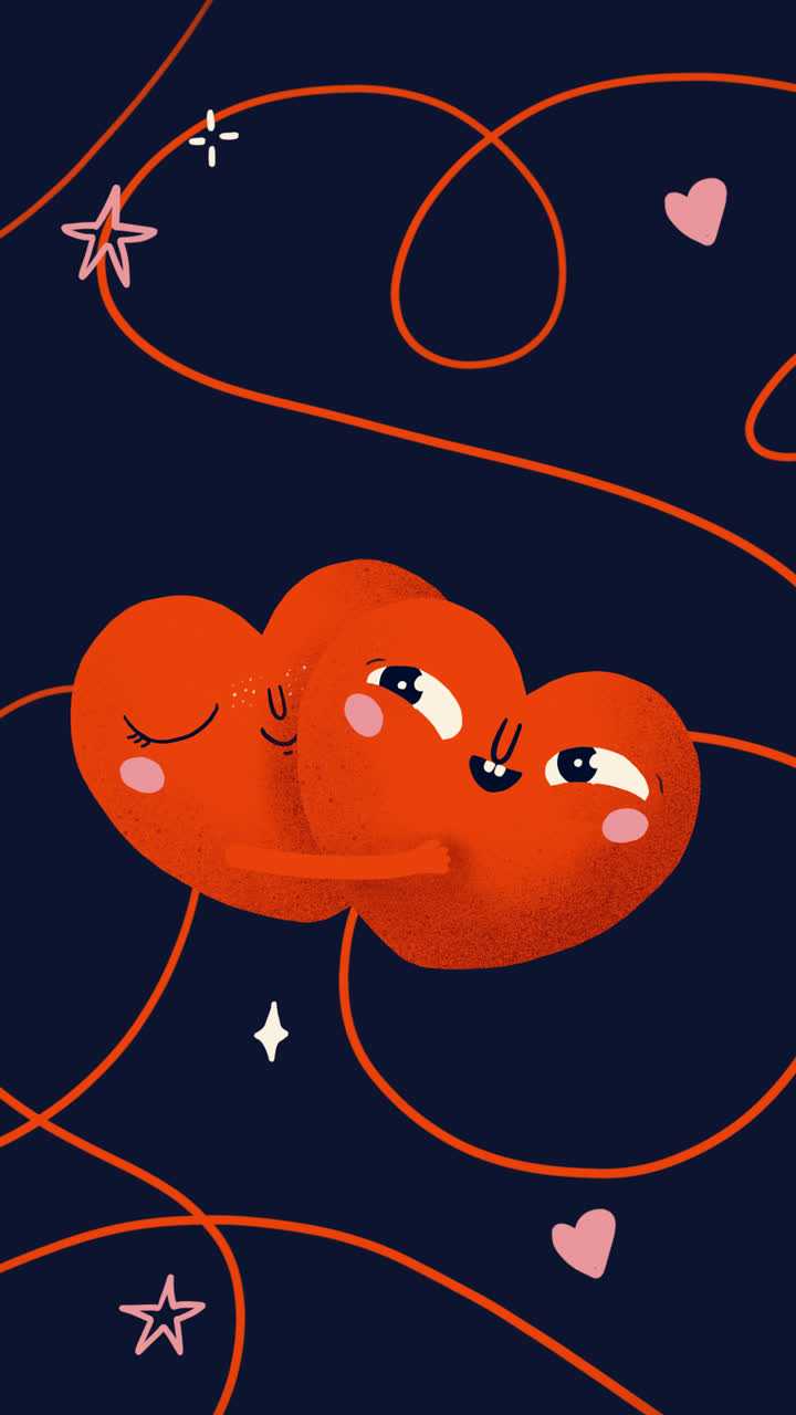 corazones de dibujos animados que se abrazan