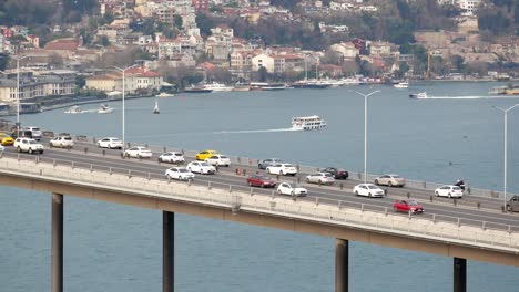 istanbul bridge with cityscape and traffic