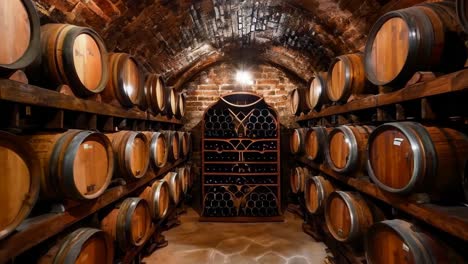 a wine cellar filled with lots of wooden barrels