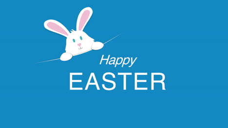 feliz texto de pascua y conejo sobre fondo azul 4