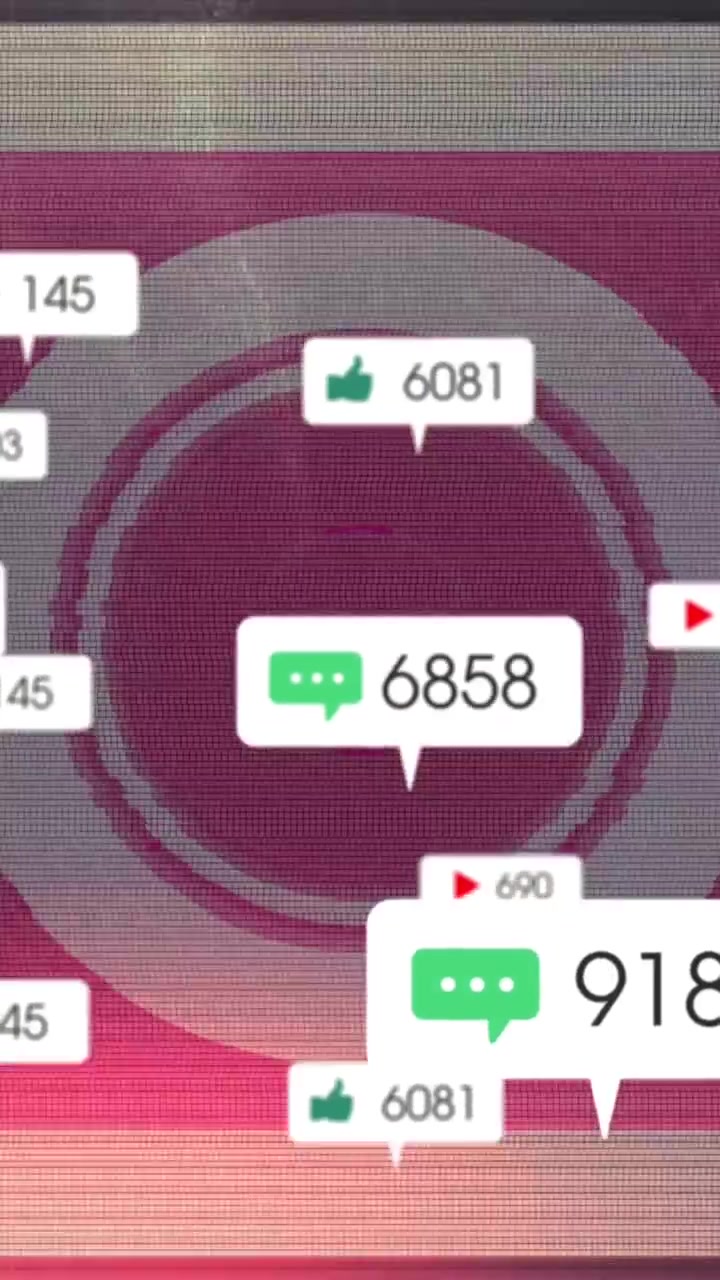 Animation of social media icons over scope scanning