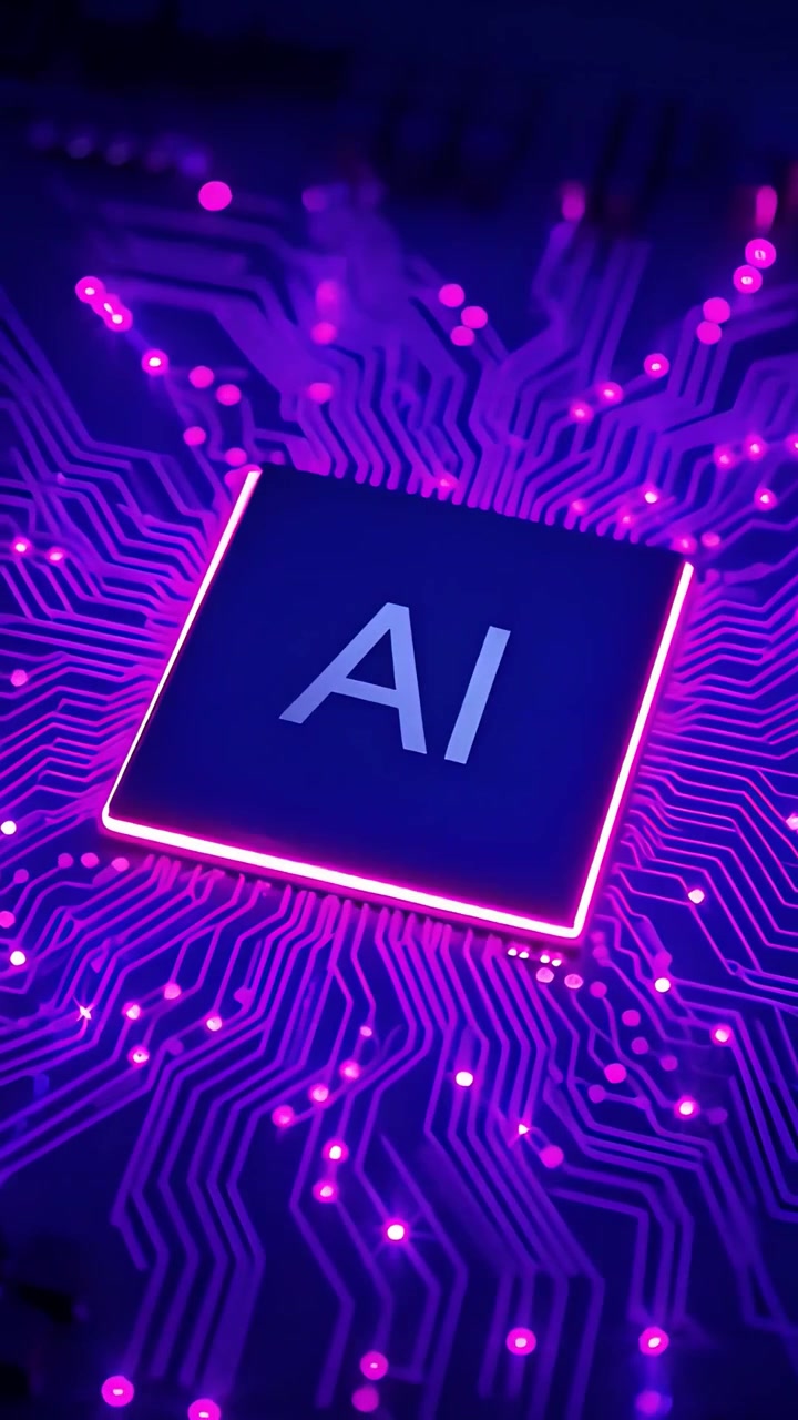 Sfondo Tecnologico Futuristico con Scheda Madre e Chip AI 4K