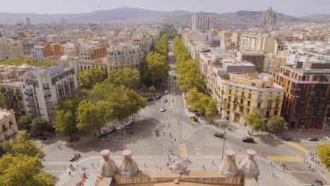 panoramic aerial view of barcelona's arc de triomf and the surrounding urban landscape