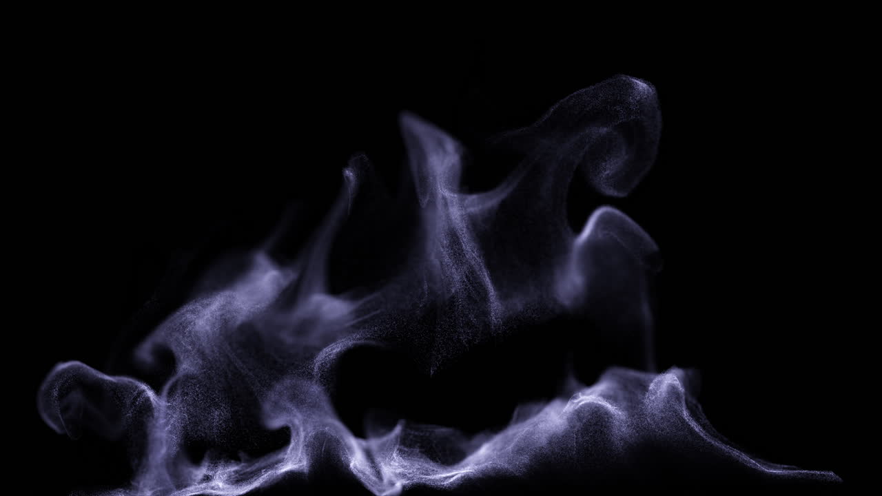 Flusso di fumo blu ispirato alla polvere cosmica con movimento di particelle simile a una nebulosa
