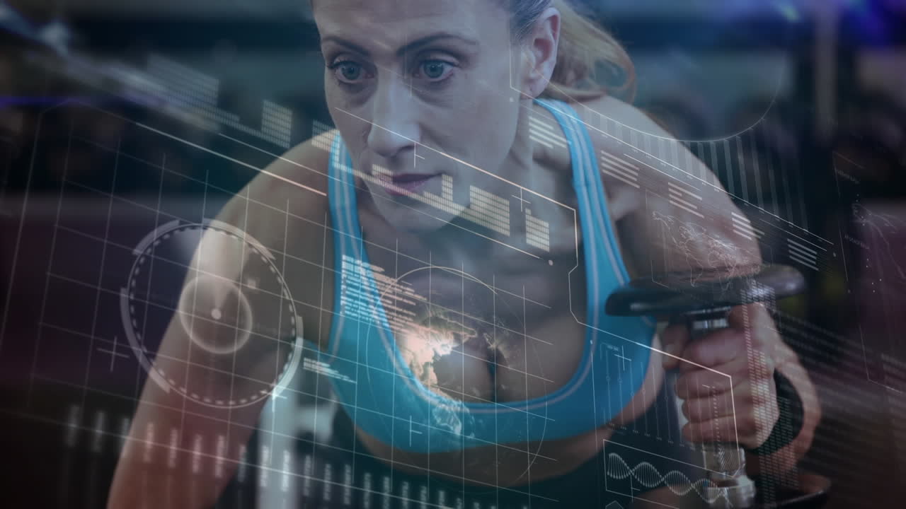 여성과 함께 데이터 처리