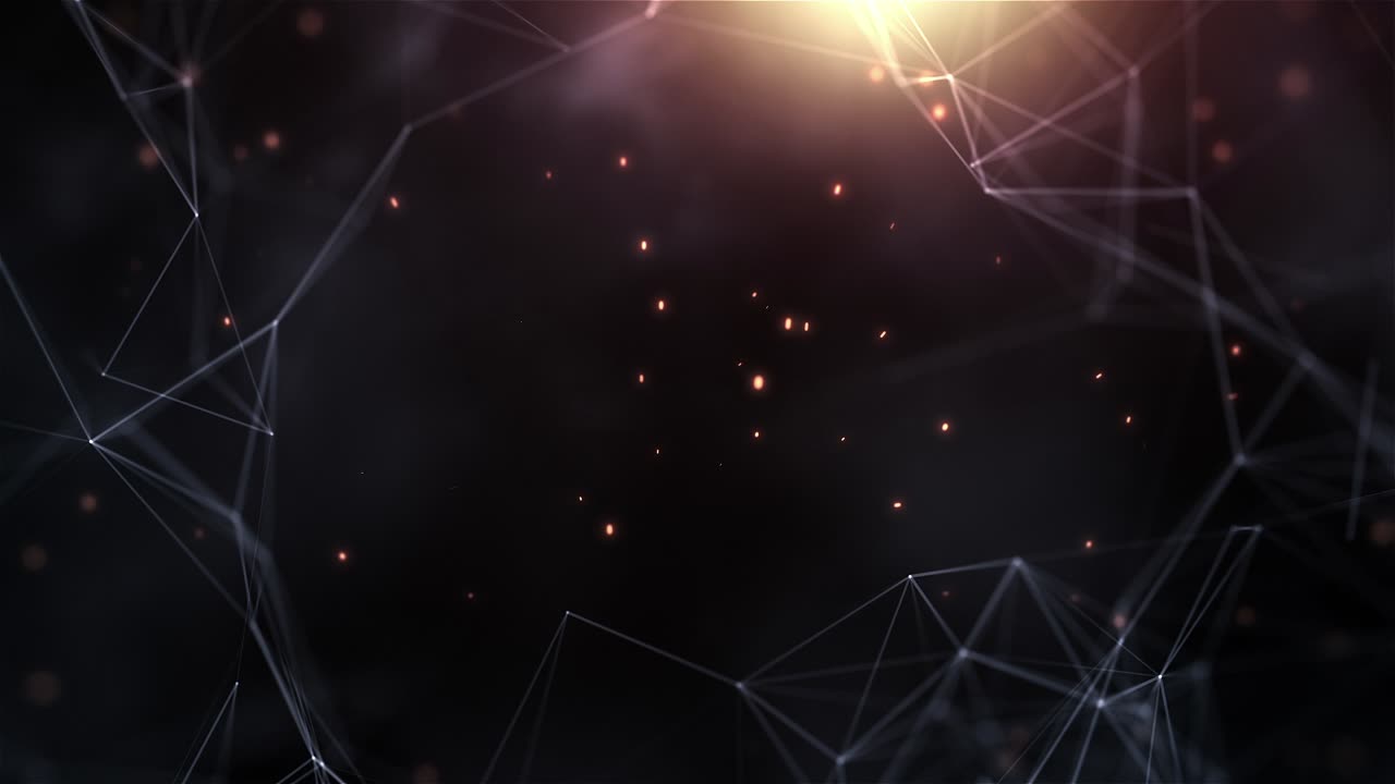 Moving Abstract Plexus Network with Glowing Particles and Light