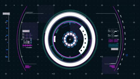 animación del procesamiento de datos de escaneo de alcance brillante con marcadores en el fondo de la cuadrícula