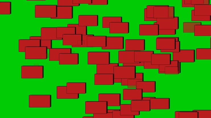 Red box falling down on a green screen background. Seamless and loop able animation ideal for motion graphics, video compositing, or visual effects. Easily key out the green screen for video elements