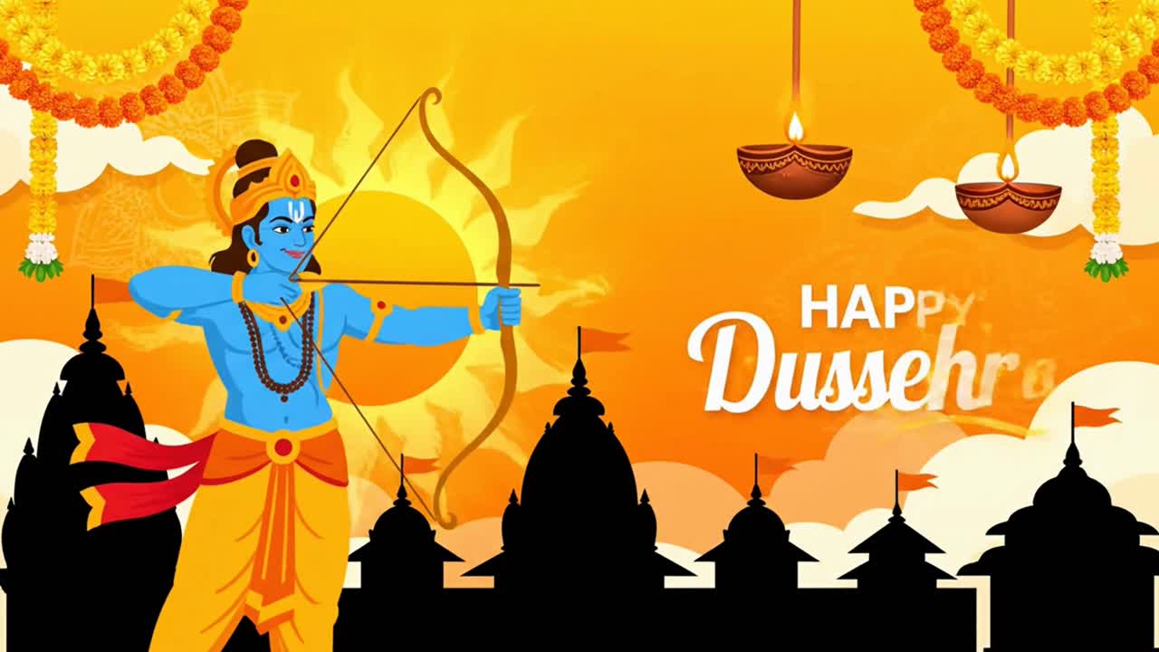 Animazione per il felice festival di Dussehra del Signore Rama.