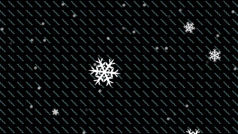 animation of snow falling over zigzag pattern on black background