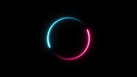 video de movimiento 2d. redondo de dos colores marco de luz de neón moviéndose en un bucle