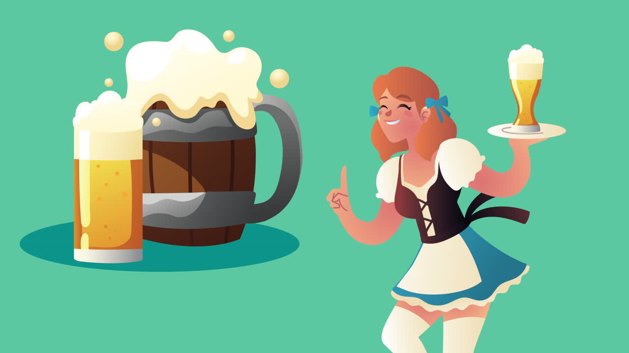 오크테르페스트 축제: 맥주와 함께 독일 소녀