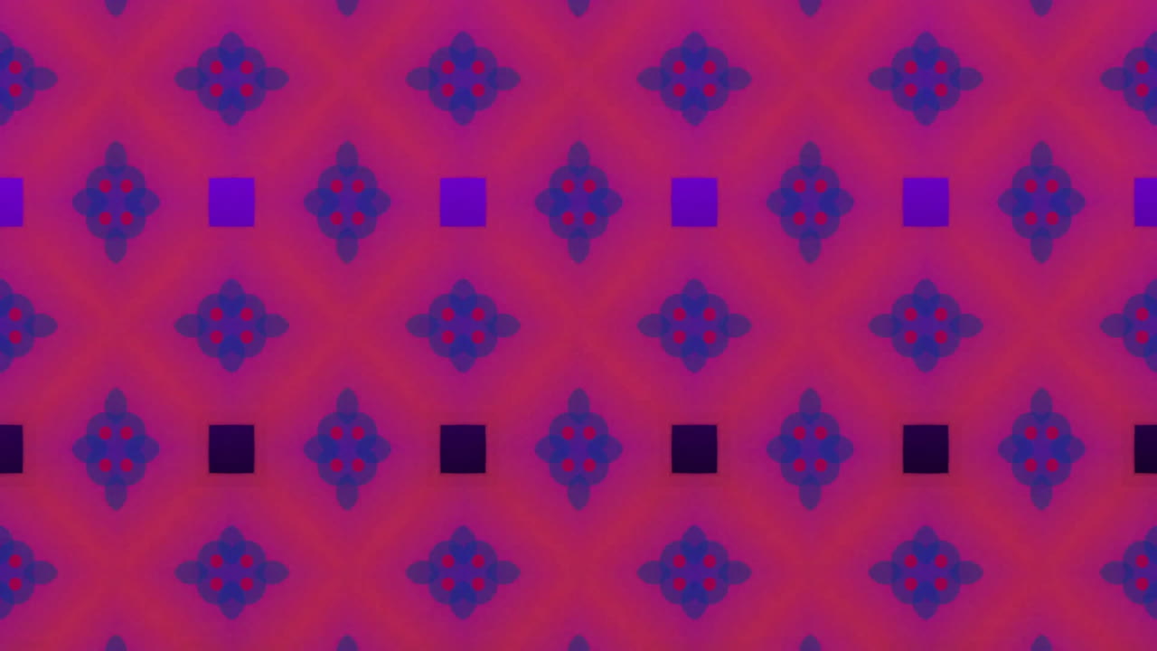 Geometric patterns with squares and dots in purple and pink animation