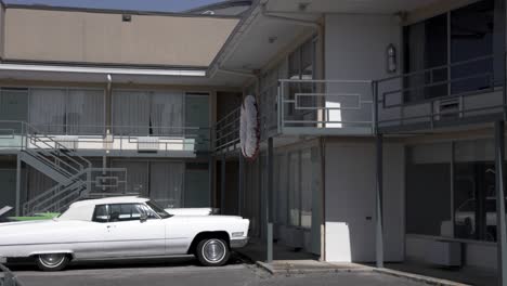 Lorraine-Motel-and-National-Civil-Rights-Museum-in-Memphis,-Tennessee-with-gimbal-video-close-up-stable-shot