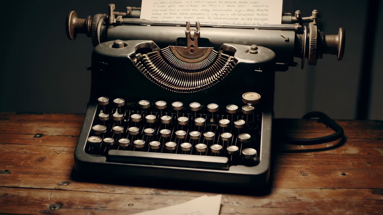 Vintage Typewriter on Wooden Desk