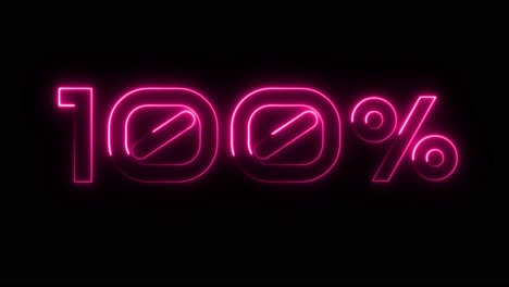 pink neon 100% sign on black background