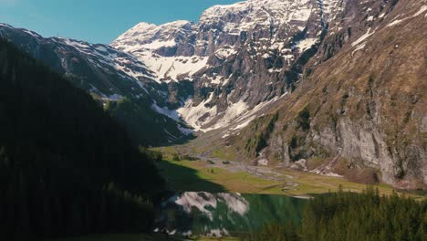 scenic lake hintersee at high tauern national park in tyrol, austria