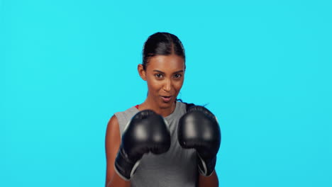 Woman-boxer,-sport-and-studio-background