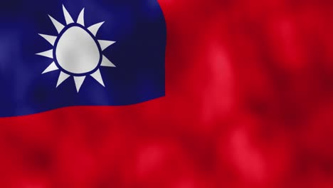 close up animation of taiwanese national flag waving in full screen