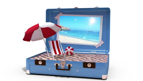 Beach-accessories-being-drop-in-suitcase