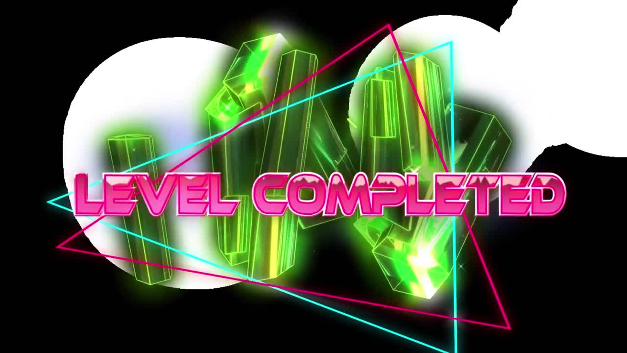 블록으로 디지털 추상 공간에서 완료 된 레벨의 애니메이션