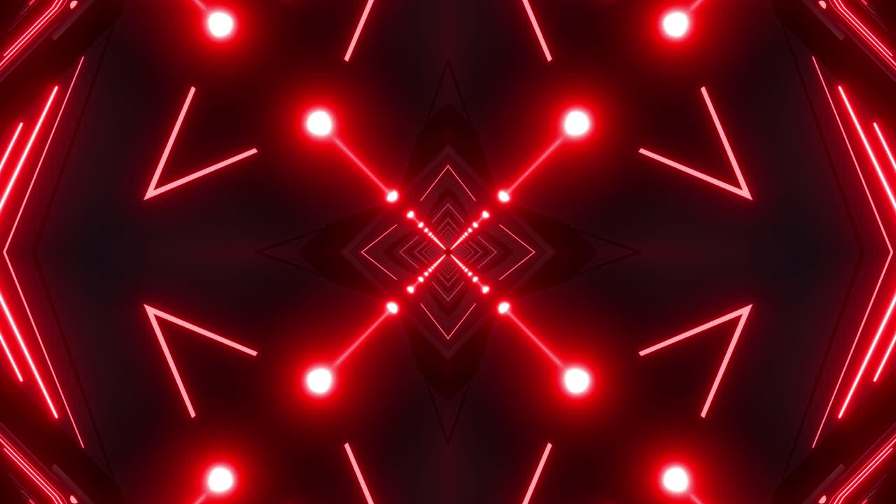 네온 빨간 기하학 터널