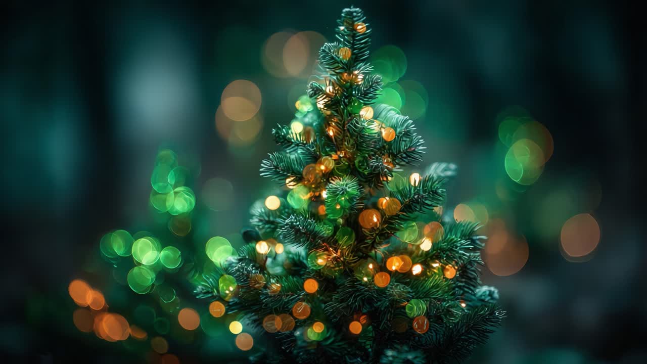 A beautifully decorated Christmas tree adorned with twinkling lights, showcasing vibrant colors and festive spirit in a dreamy, bokeh-filled background