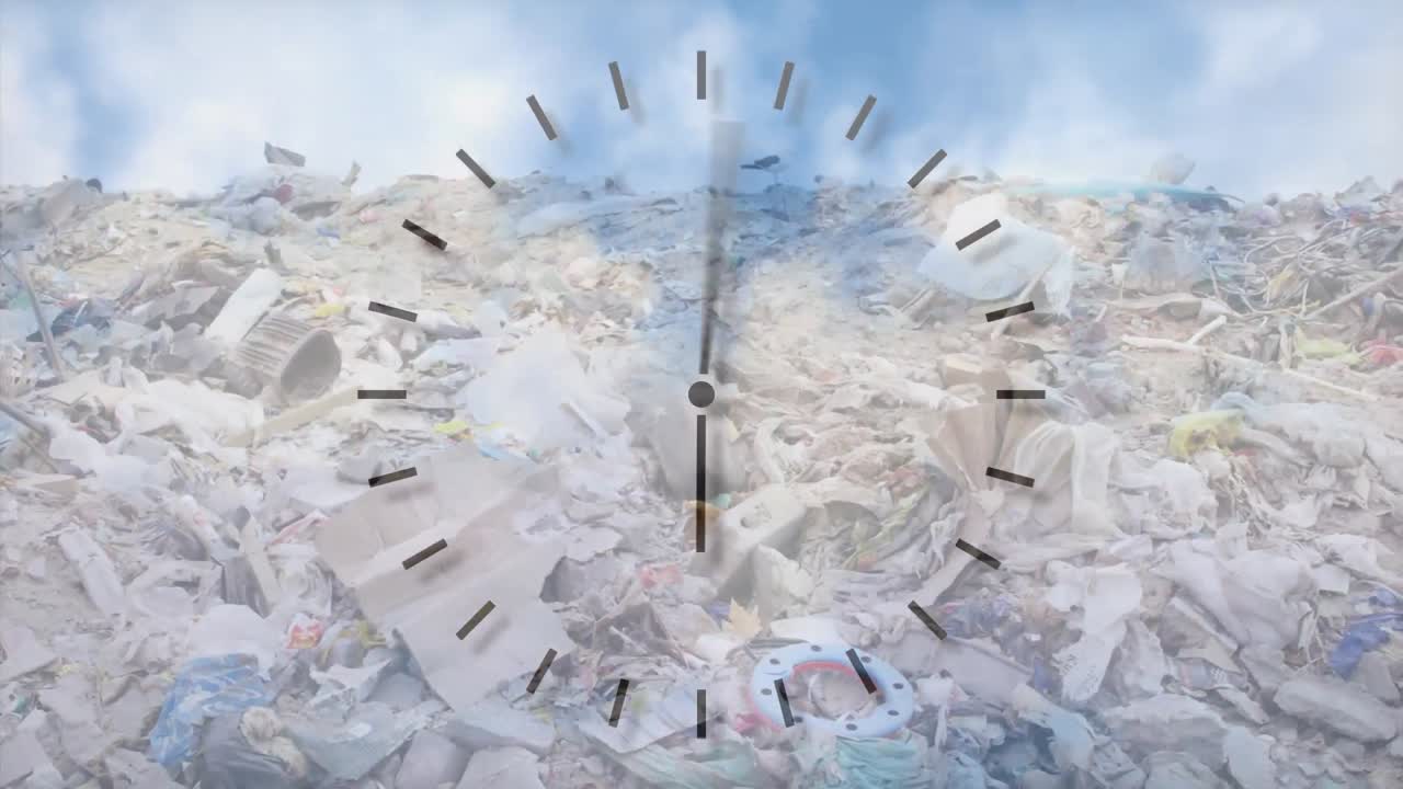쓰레기 처분장 위 에서 빠르게 움직이는 시계