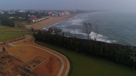 imágenes aéreas del templo de la costa de mamallapuram filmadas con drones phantom 4 pro 4 k
