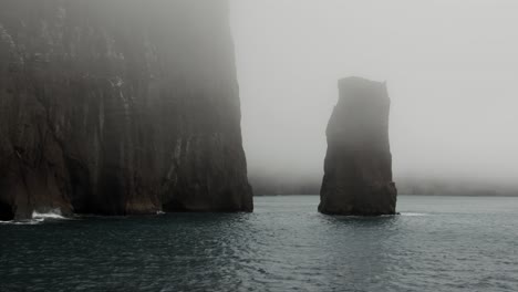 rugged coastline, remote in fog mysterious