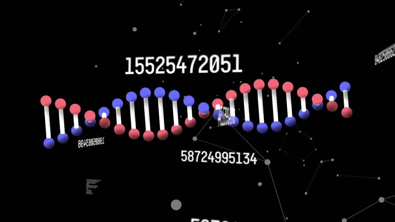 데이터 처리 위로 회전하는 DNA 가닥 애니메이션