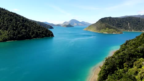 tennyson inlet in the marlborough sounds on a birght summers day