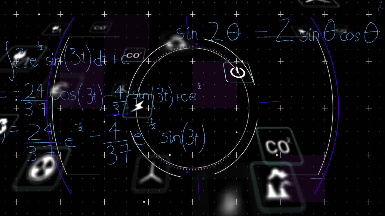 Animation of network of eco and environmentally friendly icons over data processing